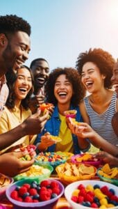 Eat, Do Eat, I Do Eat – Meaning in Hindi with Examples 3 खा-लो-–-The-Friendly-Nudge_Image_-Friends-sharing-snacks.