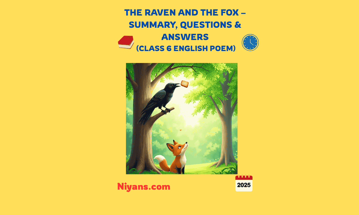 A clever fox looks up at a raven sitting on a tree branch with a piece of bread in its beak, in a bright forest setting, illustrated in a colorful storybook style.The Raven and the Fox Questions and Answers