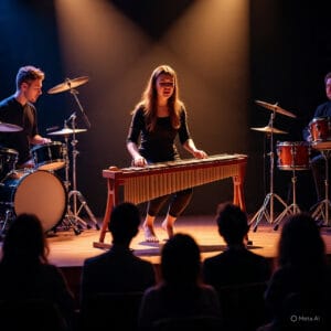 Evelyn Glennie playing a xylophone