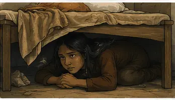 Zitkala -sa 2 Zitkala -sa hiding under a bed
