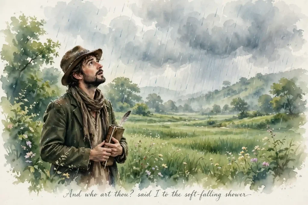 The Voice of the Rain Class 11 Explanation & Important Q&A in Hindi | Hornbill 1 The Voice of the Rain Class 11 - Poet asking who art thou to soft falling shower